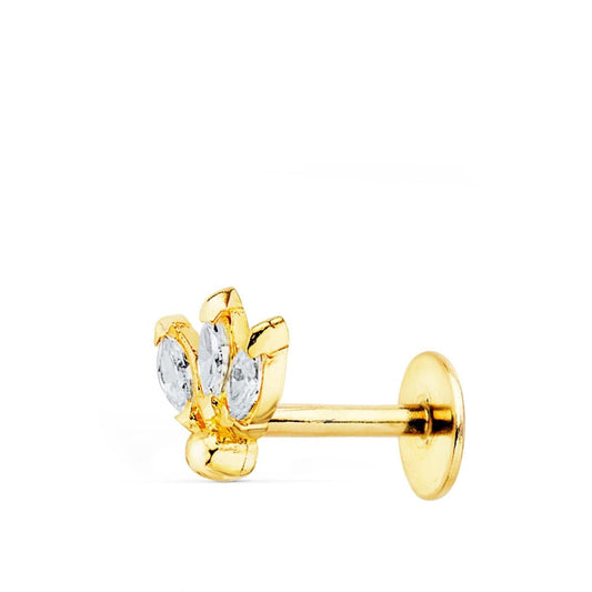 Piercing 3 zircon serti griffe épi , OR 18K. - PARADOXE
