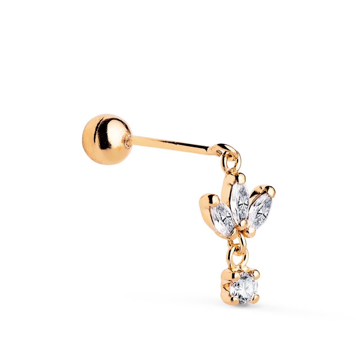Piercing 3 zircon serti griffe épi petit pendant , OR 18K. - PARADOXE