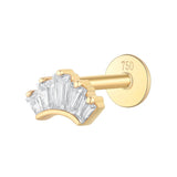Piercing hélix labret éventail 5 zirconium baguette en or jaune 18 carats