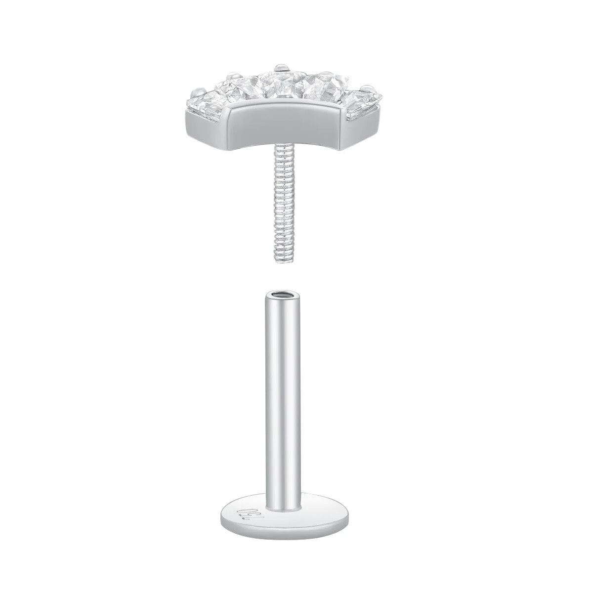Piercing 5 zirconium courbé , Or blanc 18K - PARADOXE