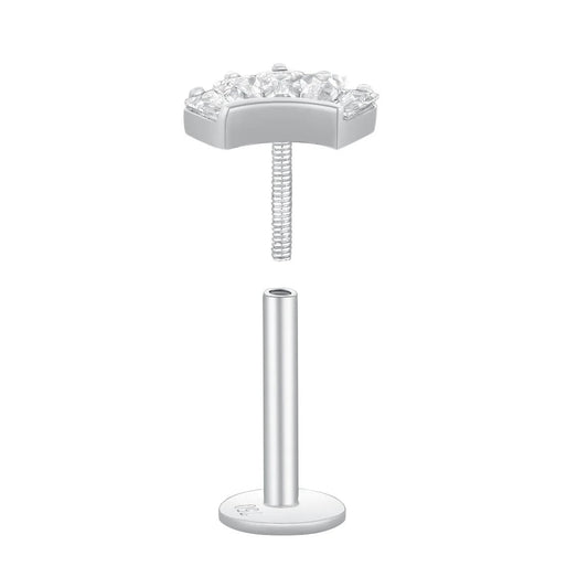 Piercing 5 zirconium courbé , Or blanc 18K - PARADOXE