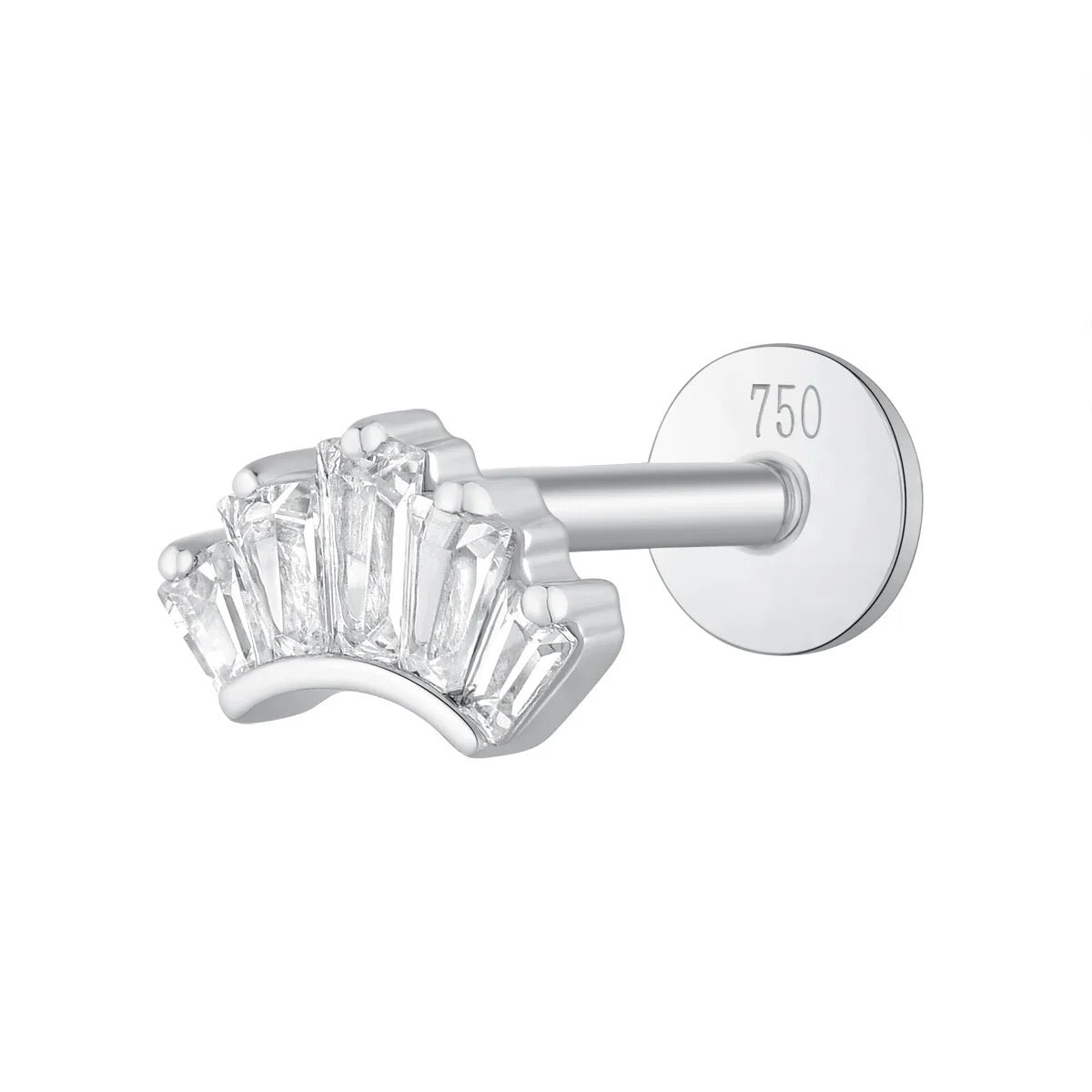 Piercing 5 zirconium courbé , Or blanc 18K - PARADOXE