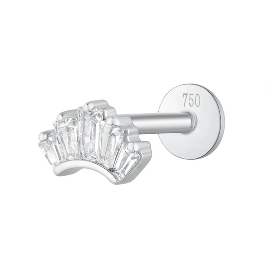 Piercing 5 zirconium courbé , Or blanc 18K - PARADOXE
