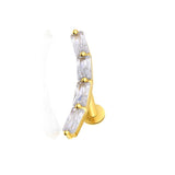 Piercing oreille arc 4 zirconium en or jaune 18 carats