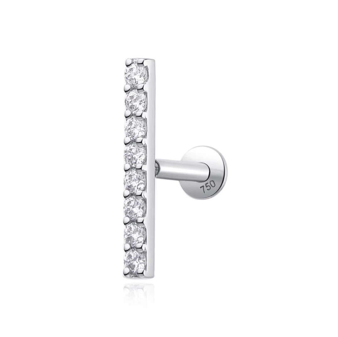 Piercing barette 8 zircon , Or blanc 18K - PARADOXE
