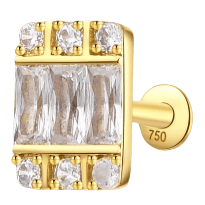 Piercing carré 9 zircon , OR 18K . - PARADOXE