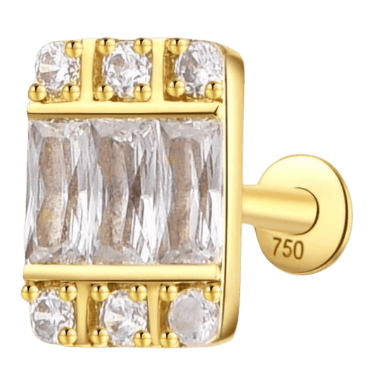 Piercing carré 9 zircon , OR 18K . - PARADOXE