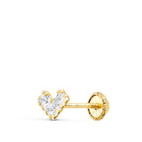 Piercing oreille cœur zirconium serti griffes en or jaune 18 carats