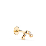 Piercing hélix labret courbe billes et zirconium en or jaune 18 carats