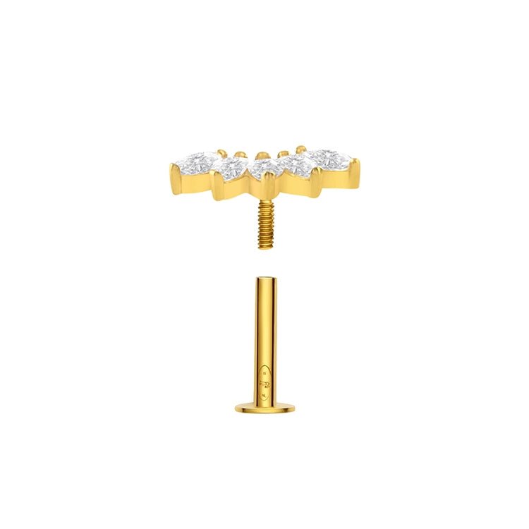 Piercing courbé épi 5 zircon , OR 18K - PARADOXE