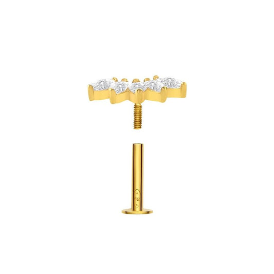 Piercing courbé épi 5 zircon , OR 18K - PARADOXE