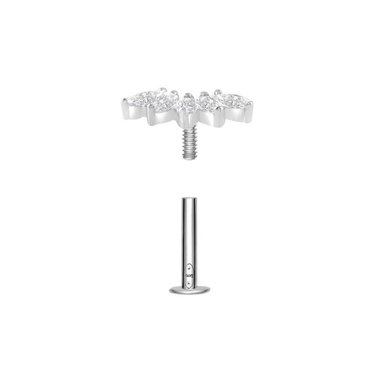 Piercing courbé épi 5 zircon , OR Blanc 18K - PARADOXE