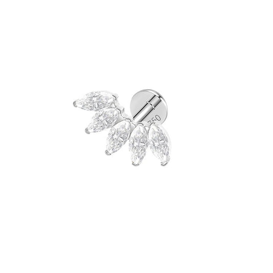 Piercing courbé épi 5 zircon , OR Blanc 18K - PARADOXE