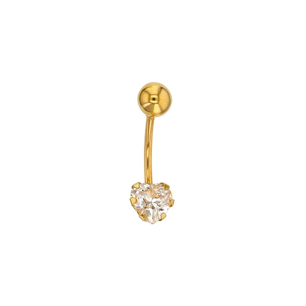Piercing de nombril coeur et oxyde de zirconium, Or 18K - PARADOXE