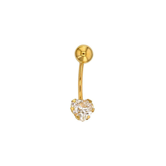 Piercing de nombril coeur et oxyde de zirconium, Or 18K - PARADOXE