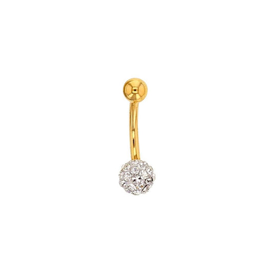 Piercing de nombril orné d'une boule en cristal, Or 18K - PARADOXE