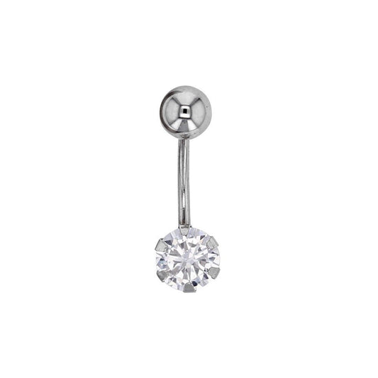 Piercing de nombril oxyde de zirconium , Or blanc 18K - PARADOXE