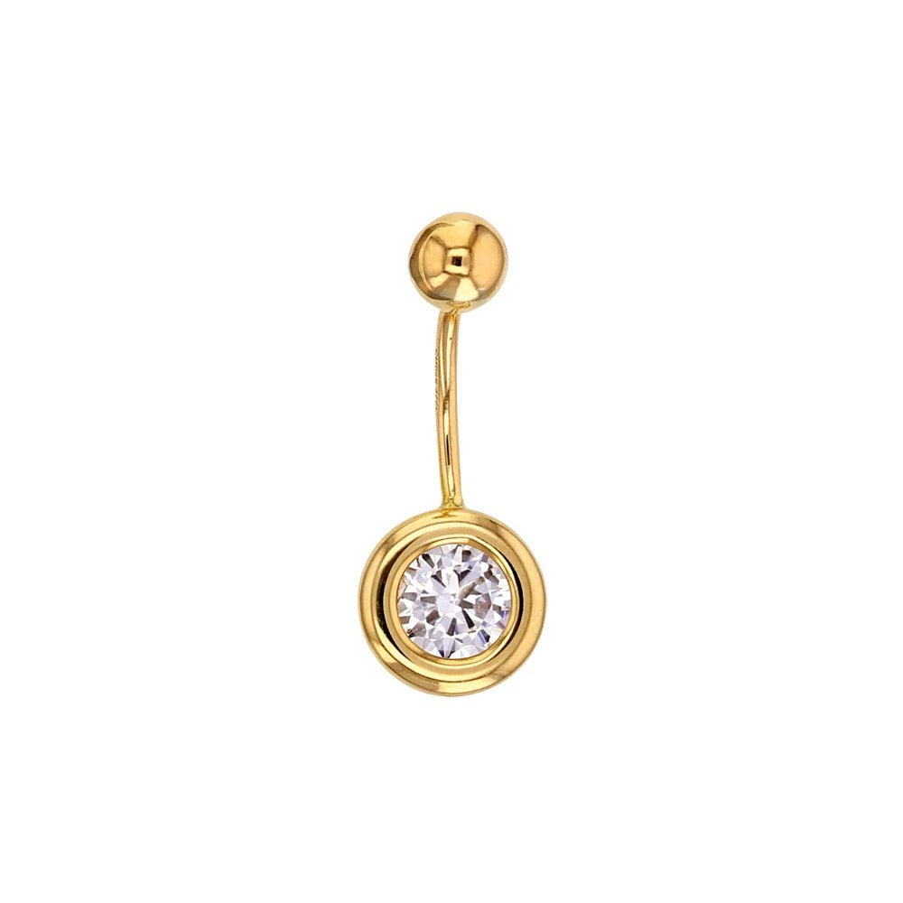 Piercing de nombril oxyde de zirconium serti clos , Or 18K - PARADOXE
