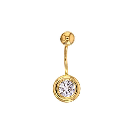 Piercing de nombril oxyde de zirconium serti clos , Or 18K - PARADOXE