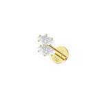 Piercing oreille double marquise zirconium en or jaune 18 carats