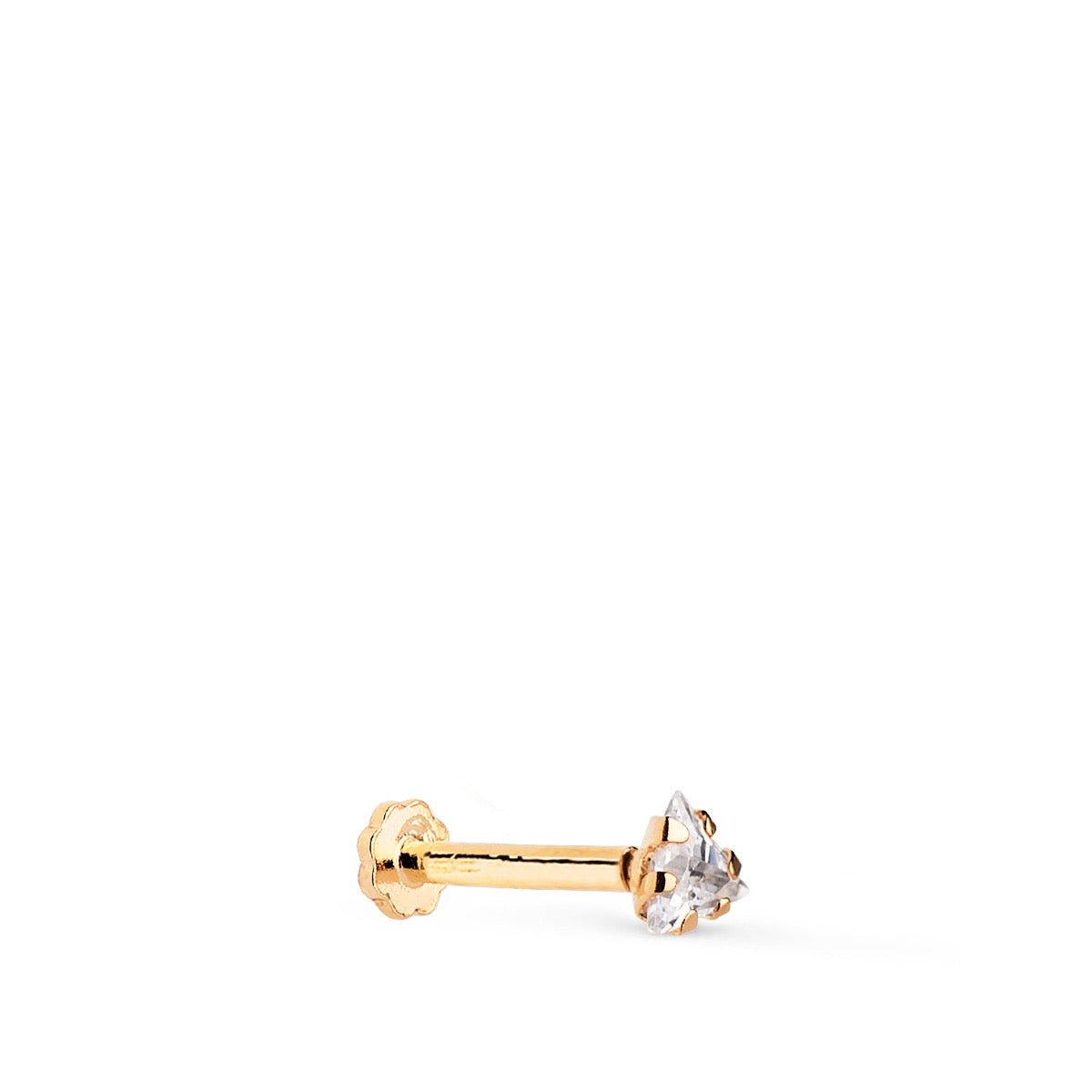 Piercing goute zircon sertis griffes , OR 18K. - PARADOXE