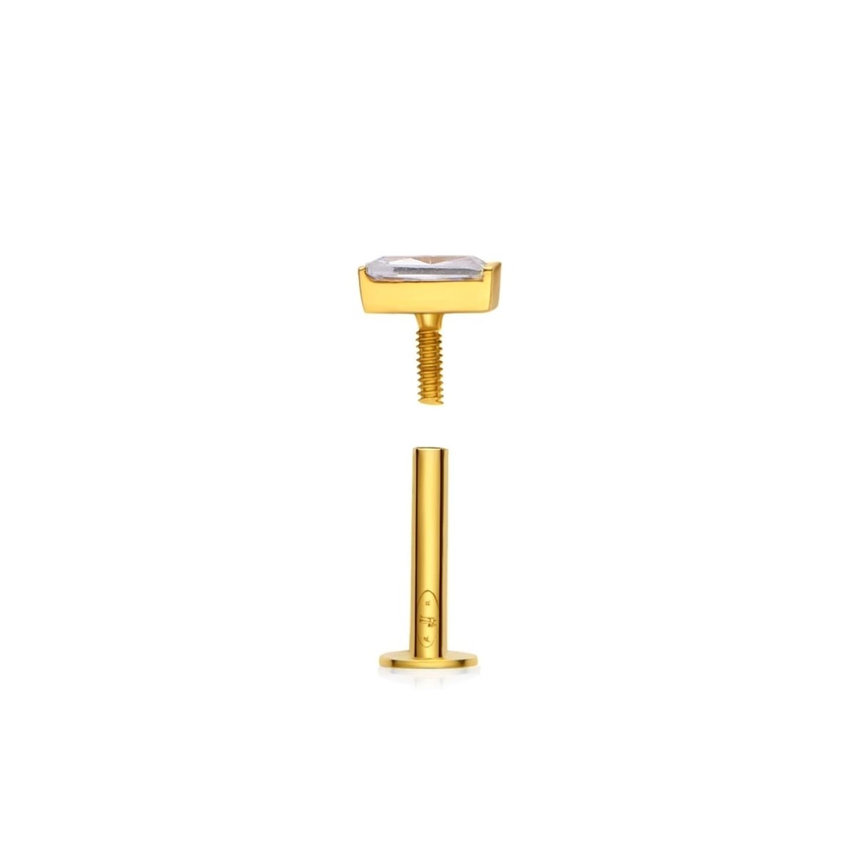 Piercing rectangle 1 zircon , OR 18K. - PARADOXE