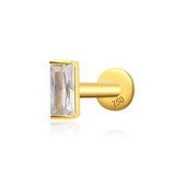 Piercing oreille zirconium rectangle en or jaune 18 carats