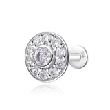 Piercing oreille rond 11 zirconium en or blanc 18 carats