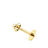 Piercing oreille triangle 3 billes en or jaune 18 carats