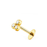 Piercing oreille triangle 3 zirconium sertis clos en or jaune 18 carats