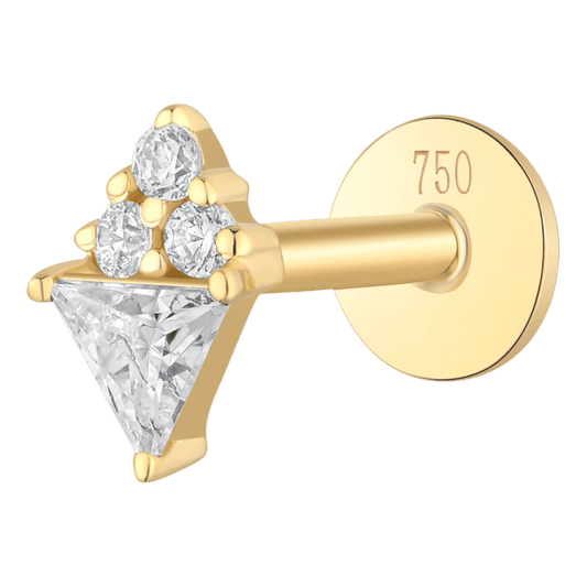Piercing triangle zircon serti 3 zircon , Or 18K - PARADOXE