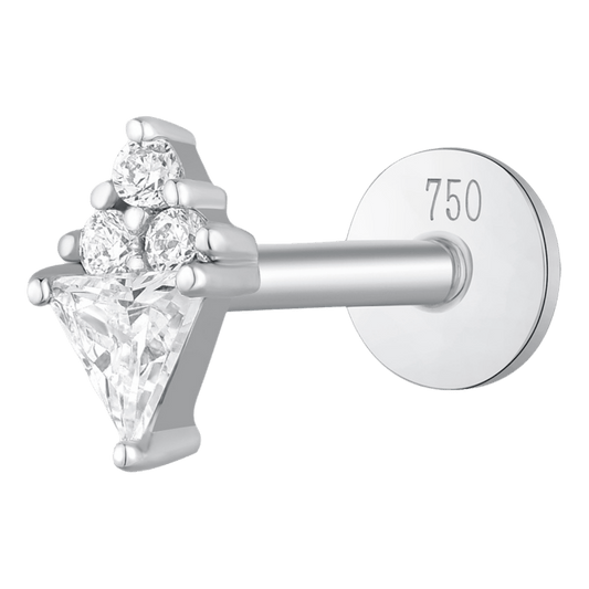 Piercing triangle zircon serti 3 zircon , OR BLANC 18K - PARADOXE
