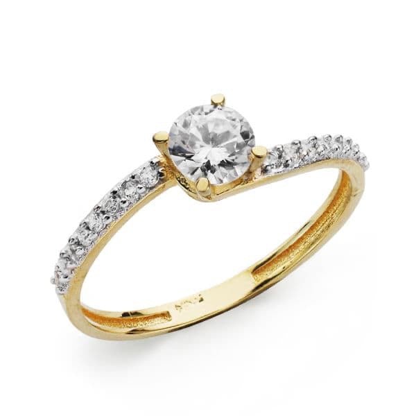 Solitaire alternée zirconium , Or Bicolore 18k - PARADOXE