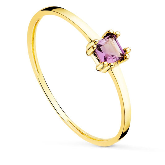 Solitaire améthyste 4 griffes , Or 18K. - PARADOXE