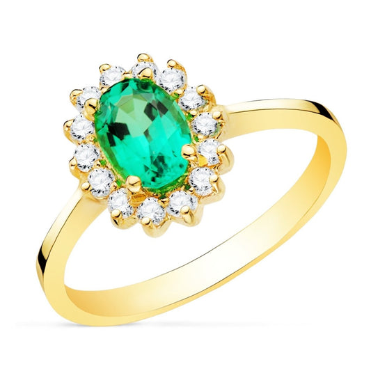Solitaire Émeraude & Diamant , Or 18K - PARADOXE