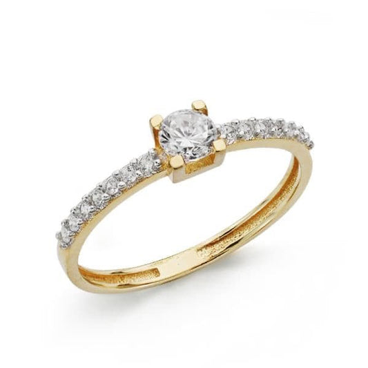 Solitaire zirconium griffes , Or 18K - PARADOXE