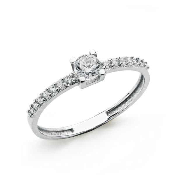 Solitaire zirconium , Or Blanc 18K - PARADOXE