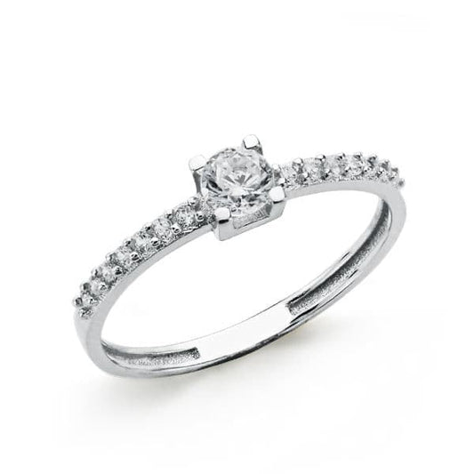 Solitaire zirconium , Or Blanc 18K - PARADOXE